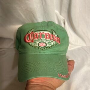 Corona Women’s Green Baseball Cap with Pink Embroidery